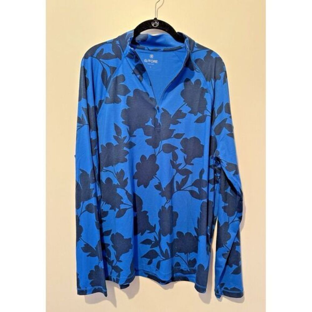 G/Fore G4 Luxe Soft 1/4 Zip Mens XL Racer Blue Navy Floral Golf Pullover NEW‎